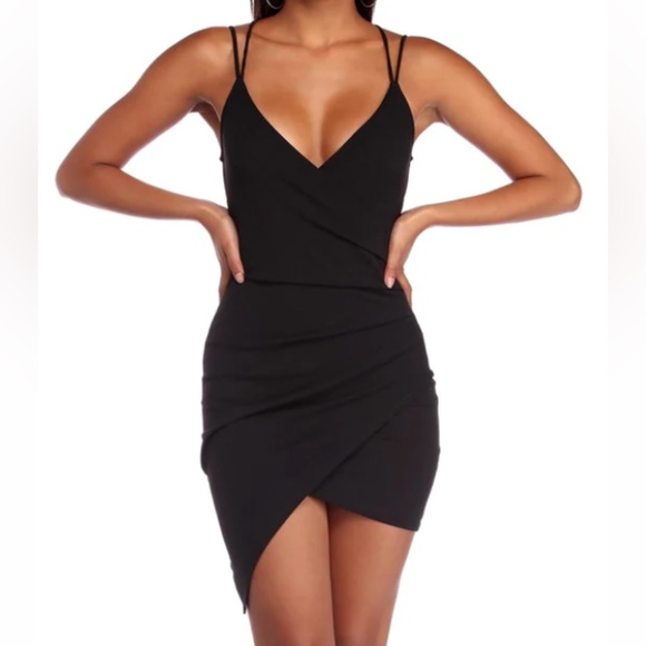 Black Mini  Wrap Dress - Picture 1 of 3